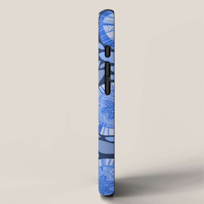 Folk Floral Blossoms in Midnight Blue iPhone Case Gallery Image 2