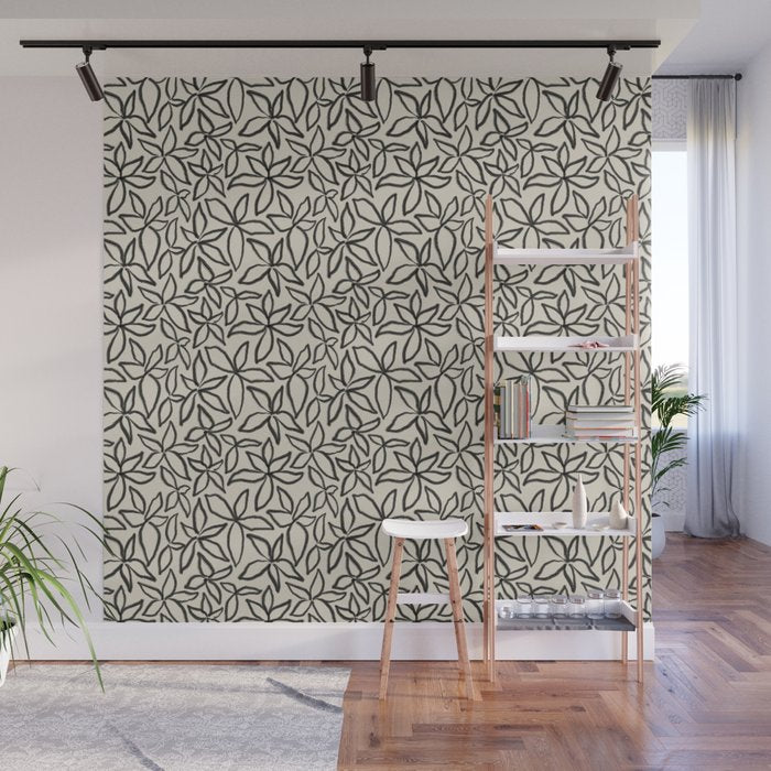 Abstract Brushed Line Art Florals Wall Mural Gallery Image 1
