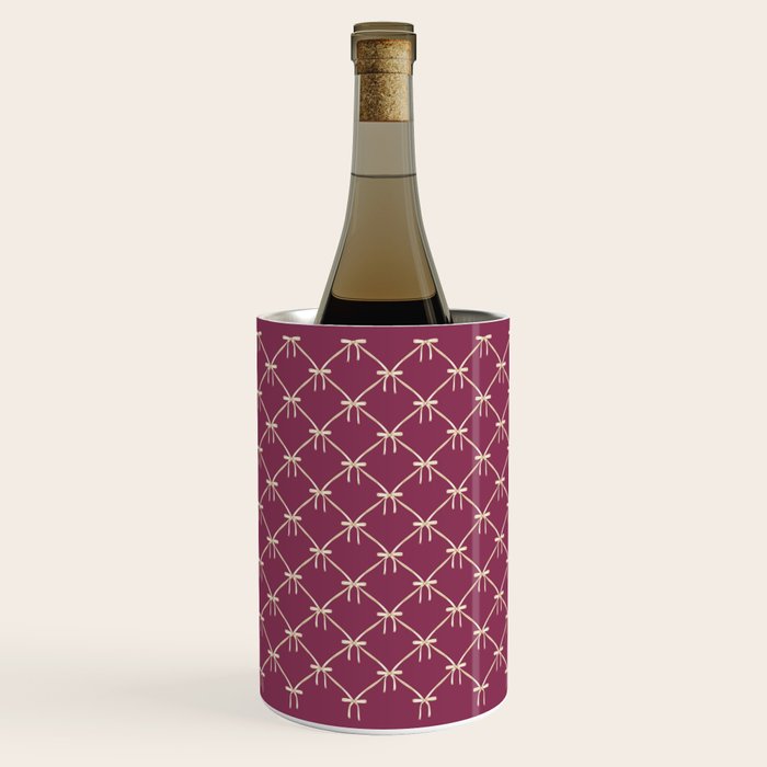 Bows & Ribbons Pattern XXXIII Plum Purple Wine Chiller Gallery Image 2
