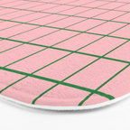 Grid Lines Pink and Green Geometric Pattern Bath Mat Gallery Image 3