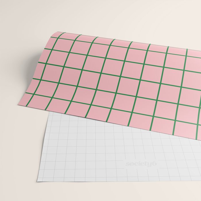 Grid Lines Pink and Green Geometric Pattern Wrapping Paper Gallery Image 2