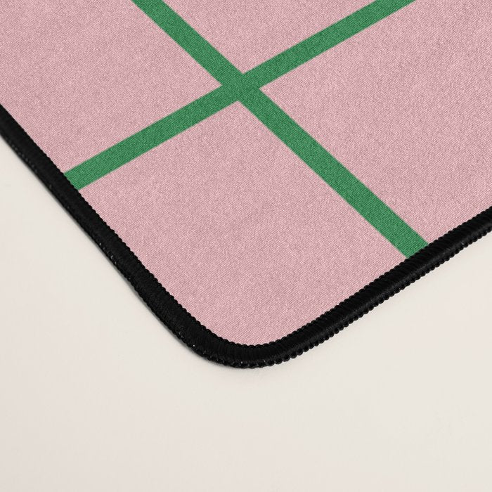 Grid Lines Pink and Green Geometric Pattern Desk Mat Gallery Image 4