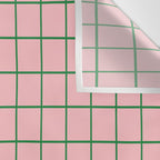 Grid Lines Pink and Green Geometric Pattern Wall Tapestry Gallery Image 3