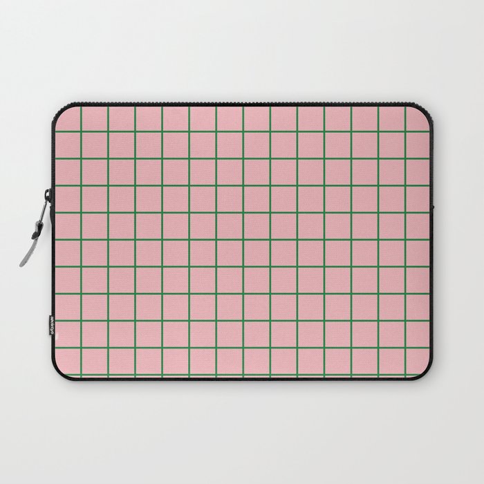 Grid Lines Pink and Green Geometric Pattern Laptop Sleeve Gallery Image 1