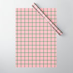 Grid Lines Pink and Green Geometric Pattern Wrapping Paper Gallery Image 1