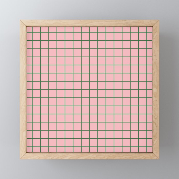 Grid Lines Pink and Green Geometric Pattern Mini Art Print Gallery Image 1