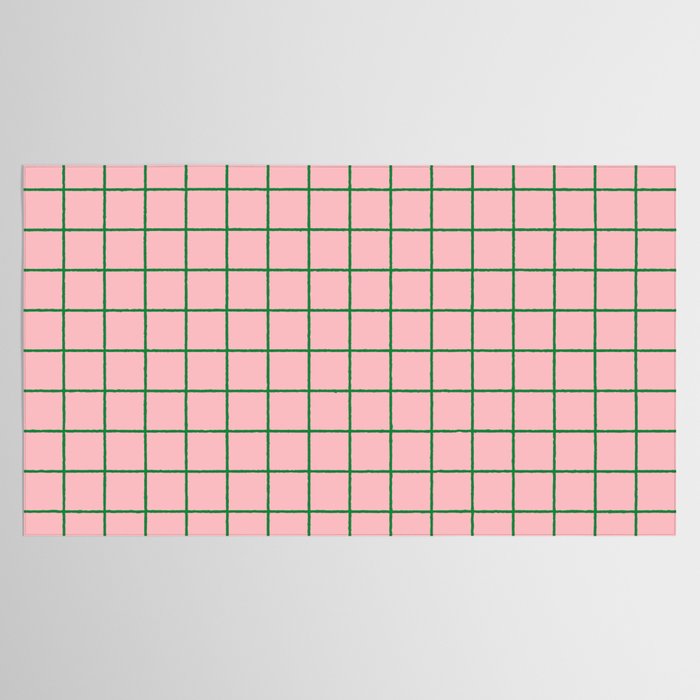 Grid Lines Pink and Green Geometric Pattern Tablecloth Gallery Image 2