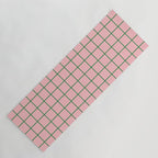 Grid Lines Pink and Green Geometric Pattern Yoga Mat Gallery Image 1