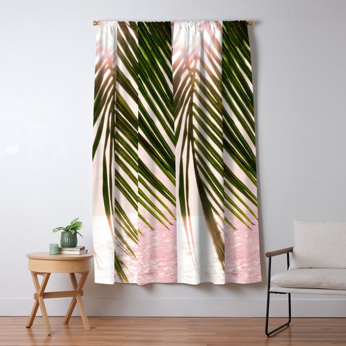 Tropical Sunset Ocean Palm Dream #2 #tropical #beach #wall #decor #art #society6 Window Curtain Gallery Image 1