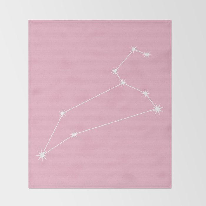 Leo Zodiac Star Constellation Line Art Soft Pink Throw Blanket Gallery Image 2