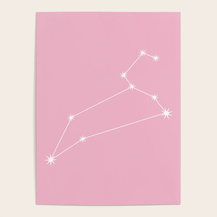 Leo Zodiac Star Constellation Line Art Soft Pink Poster Gallery Image 4