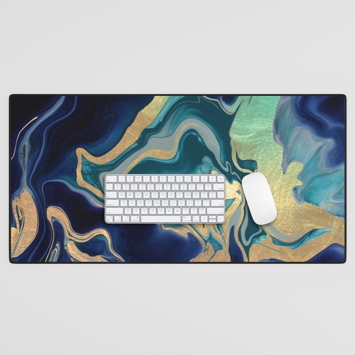 DRAMAQUEEN - GOLD INDIGO MARBLE Desk Mat Gallery Image 1