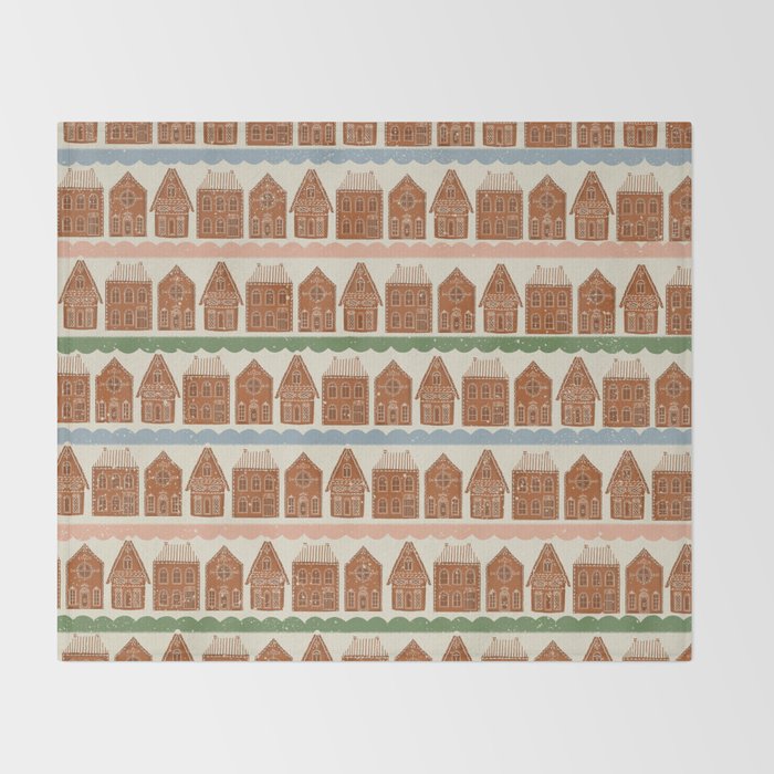 Gingerbread Village Stripe Throw Blanket Gallery Image 2