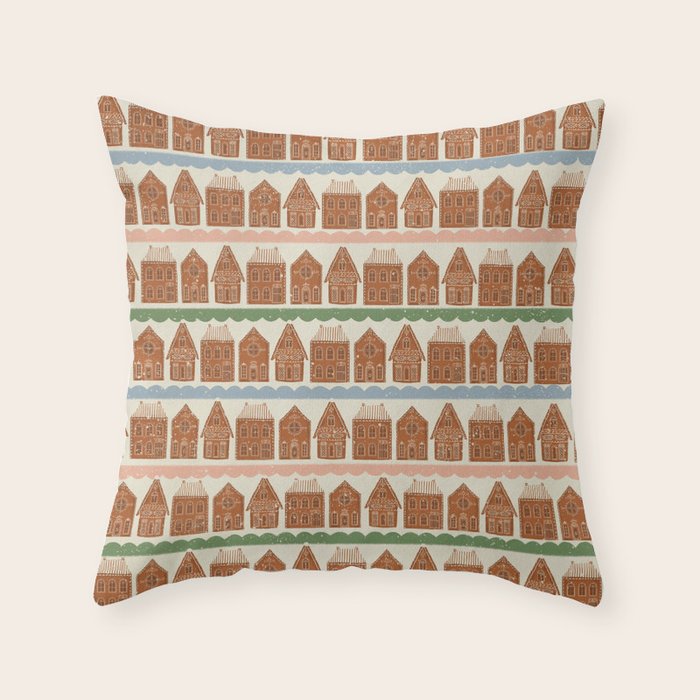 Gingerbread Village Stripe Throw Pillow Gallery Image 6