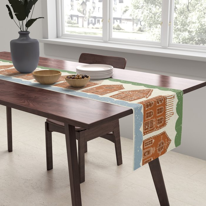 Gingerbread Village Stripe Table Runner Gallery Image 2