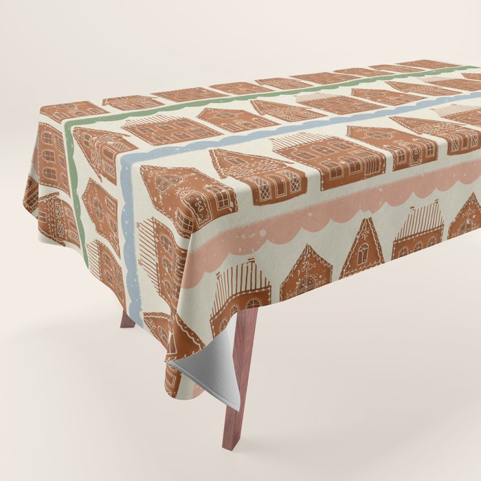 Gingerbread Village Stripe Tablecloth Gallery Image 1
