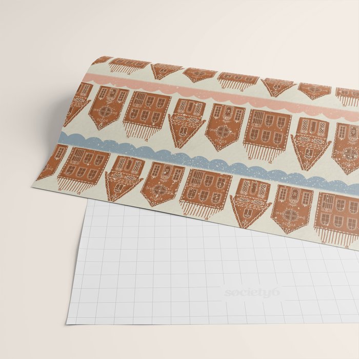 Gingerbread Village Stripe Wrapping Paper Gallery Image 2