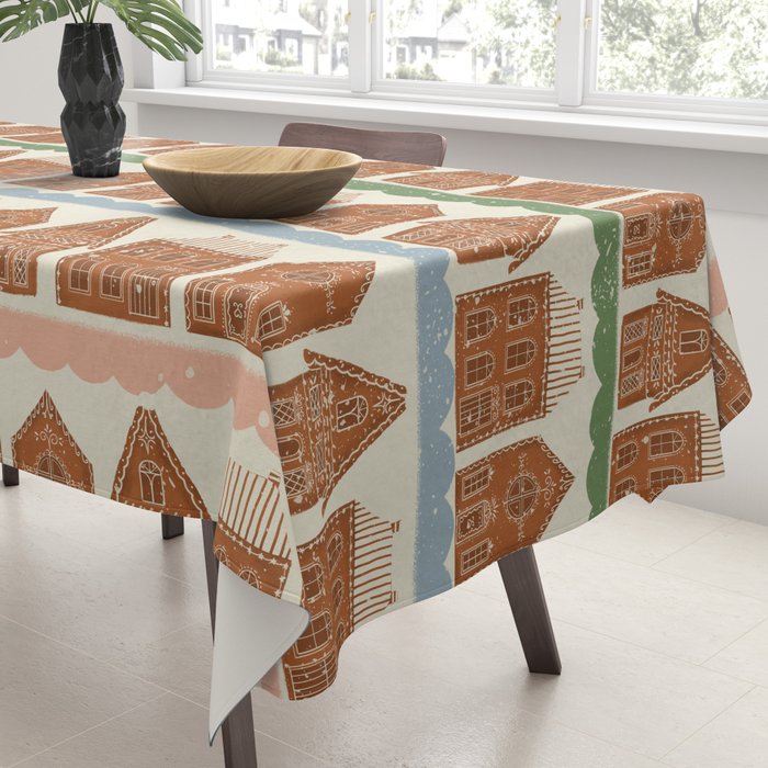 Gingerbread Village Stripe Tablecloth Gallery Image 3