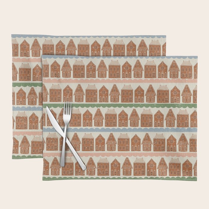 Gingerbread Village Stripe Placemat Gallery Image 1