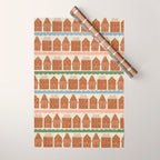 Gingerbread Village Stripe Wrapping Paper Gallery Image 1