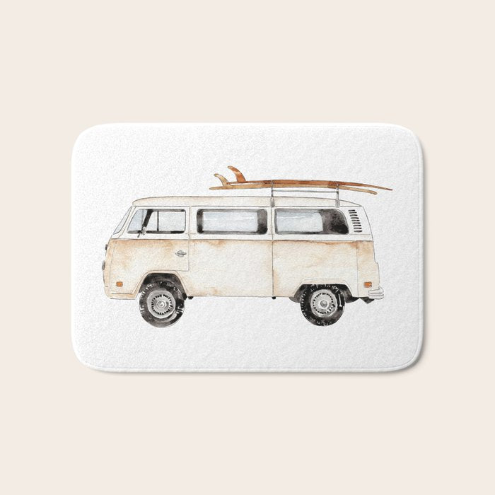 Surf Vintage Minivan Bath Mat Gallery Image 1