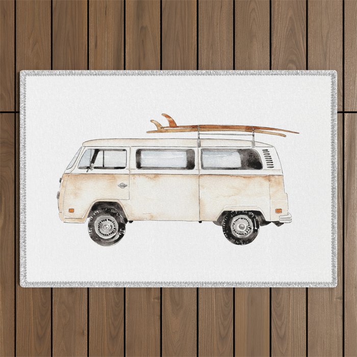 Surf Vintage Minivan Outdoor Rug Gallery Image 1