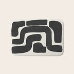 Black Ink Paint Brush Strokes Abstract Organic Pattern Mid Century Style Bath Mat Gallery Image 1