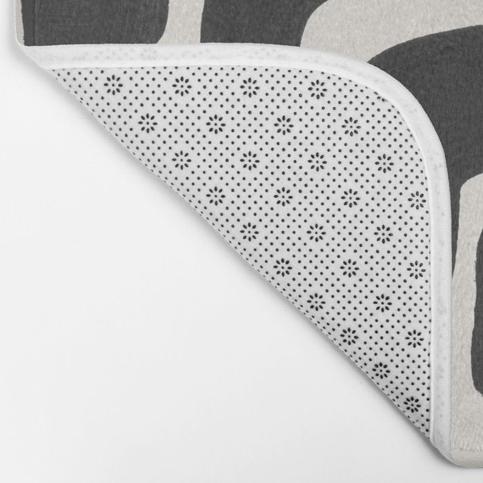 Black Ink Paint Brush Strokes Abstract Organic Pattern Mid Century Style Bath Mat Gallery Image 2