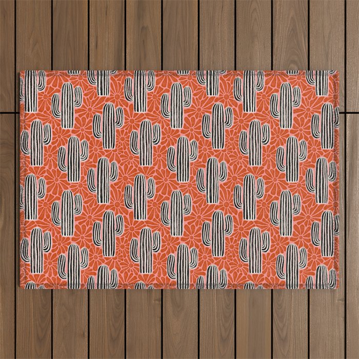 Sonora - red, pink, black, and white  Outdoor Rug Gallery Image 1