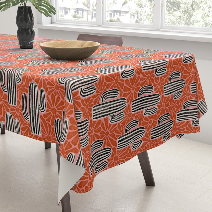 Sonora - red, pink, black, and white  Tablecloth Gallery Image 3
