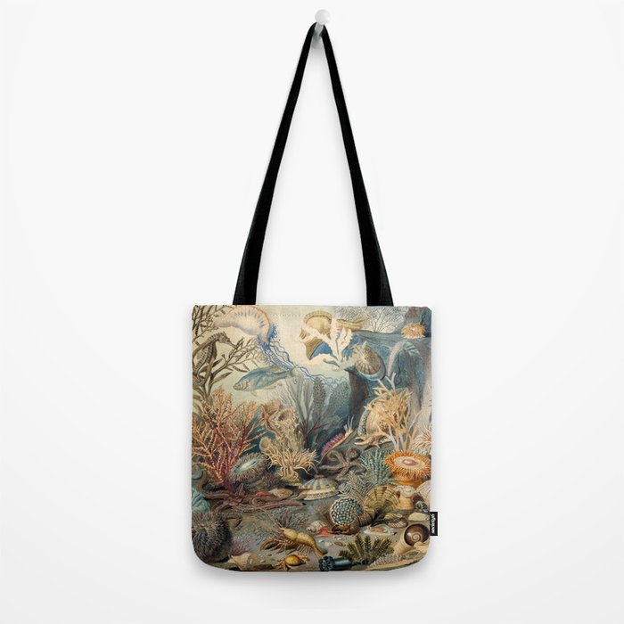 Ocean Life by James M Sommerville 1859 Funky Quirky Cute Cozy Boho Maximalism Maximalist Tote Bag Gallery Image 2