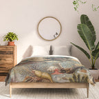 Ocean Life by James M Sommerville 1859 Funky Quirky Cute Cozy Boho Maximalism Maximalist Comforter Gallery Image 3