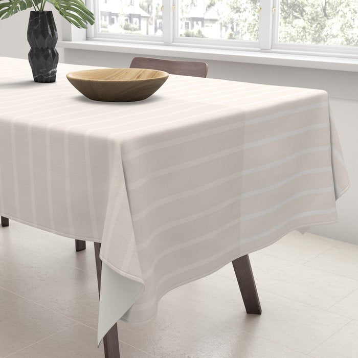 Color Block Lines IX Subtle Off White Tablecloth Gallery Image 3