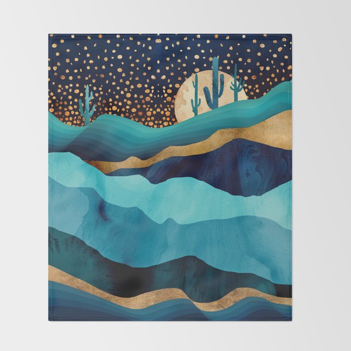 Indigo Desert Night Throw Blanket Gallery Image 2