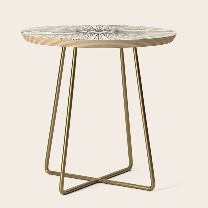 Radiant eye minimal sky scene with clouds - black lines on neutral Side Table Gallery Image 1