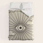 Radiant eye minimal sky scene with clouds - black lines on neutral Comforter Gallery Image 6