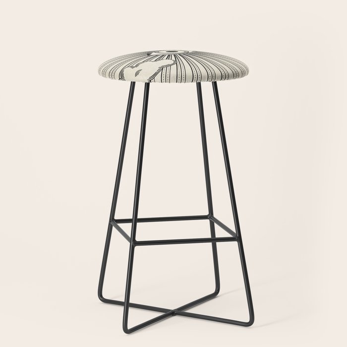Radiant eye minimal sky scene with clouds - black lines on neutral Stool Gallery Image 1