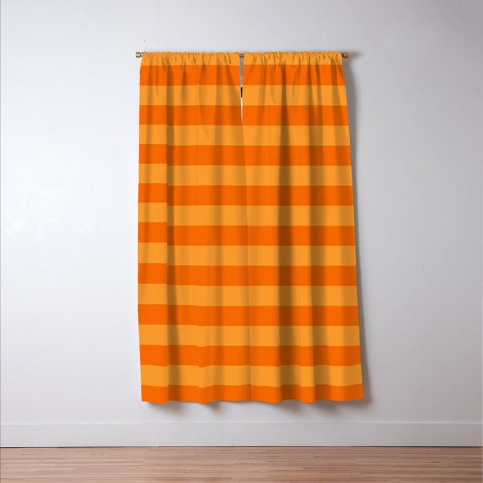 Orange Stripes Bold Retro Contemporary Pattern  Window Curtain Gallery Image 3