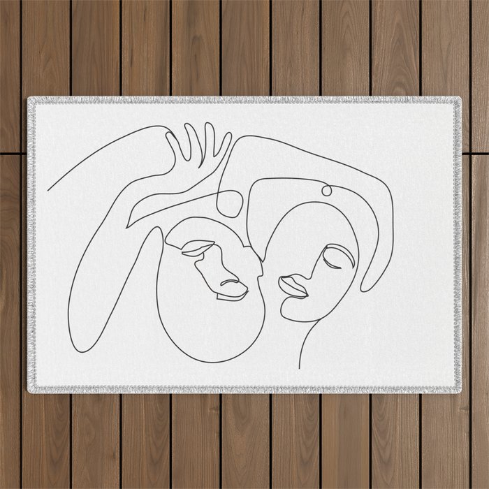 Line Faces 03 Outdoor Rug Gallery Image 1