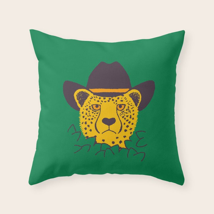 Leafy Cowgirl Cheetah Throw Pillow Gallery Image 1