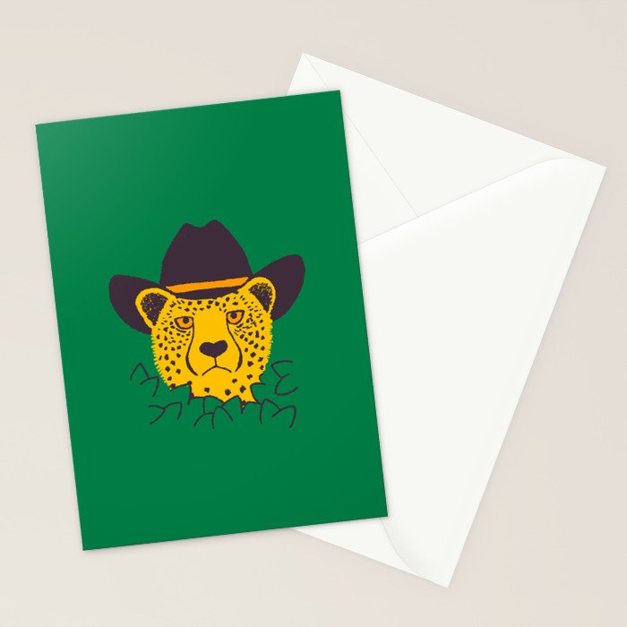 Leafy Cowgirl Cheetah Stationery Card Gallery Image 2