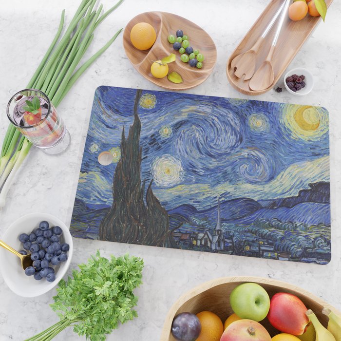 The Starry Night by Vincent van Gogh Cutting Board Gallery Image 2