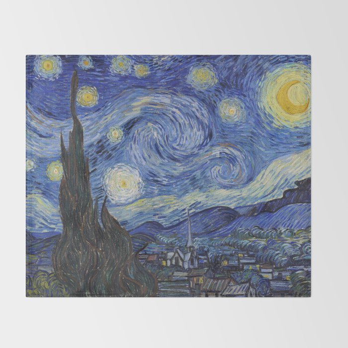 The Starry Night by Vincent van Gogh Throw Blanket Gallery Image 2