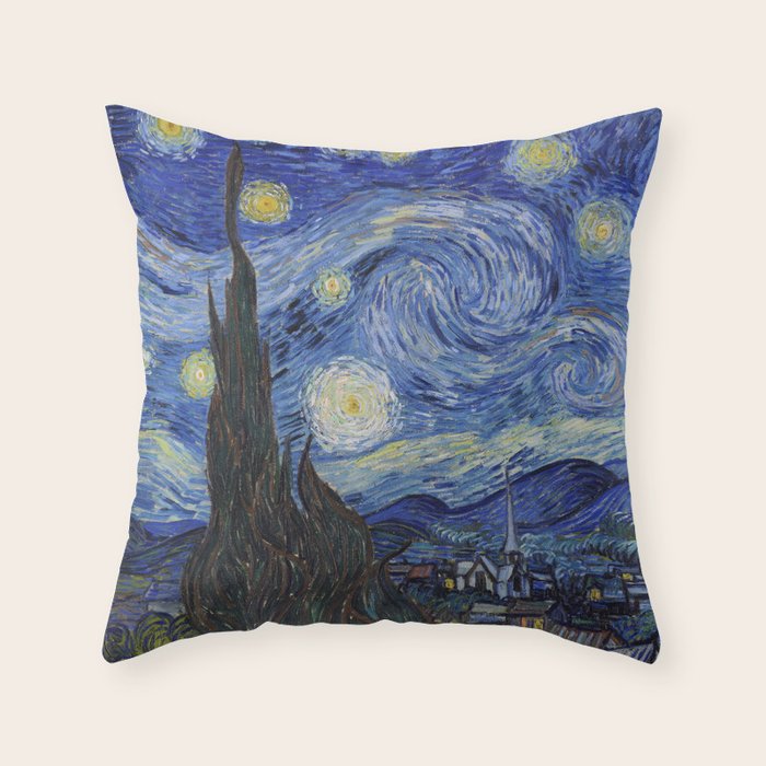 The Starry Night by Vincent van Gogh Throw Pillow Gallery Image 6