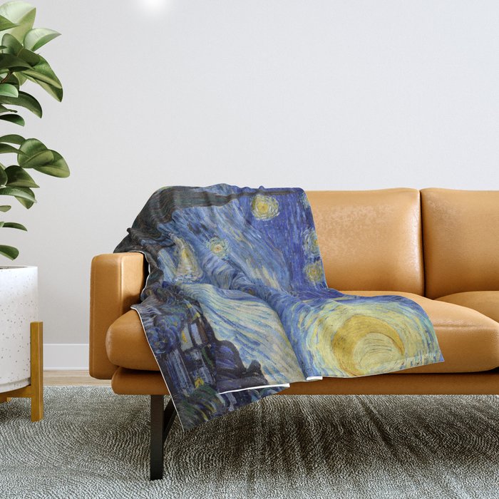 The Starry Night by Vincent van Gogh Throw Blanket Gallery Image 1