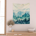 Watercolor Pine Trees 2 Wall Tapestry Gallery Image 2