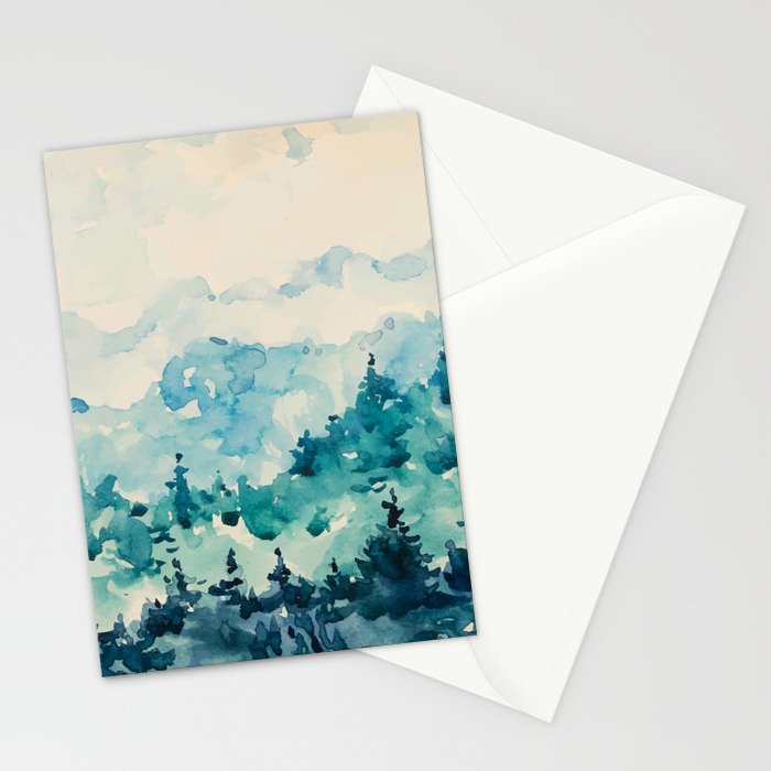 Watercolor Pine Trees 2 Stationery Card Gallery Image 2
