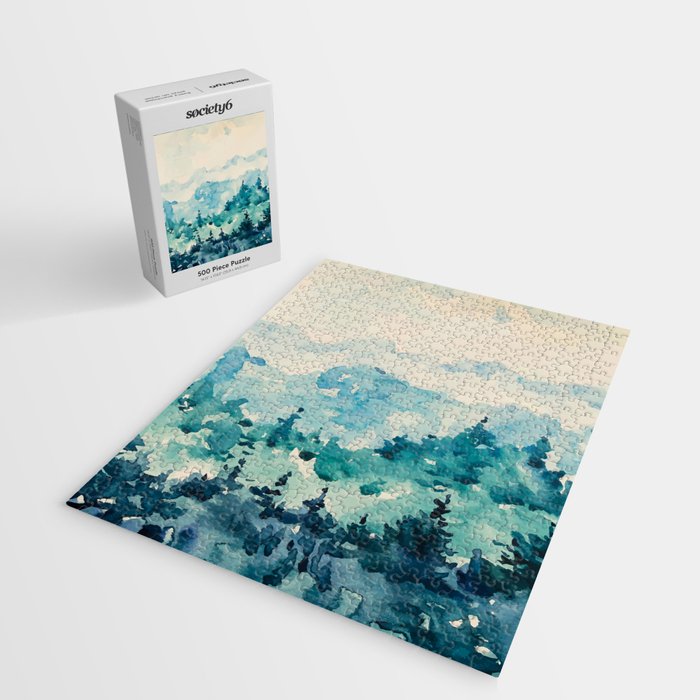 Watercolor Pine Trees 2 Jigsaw Puzzle Gallery Image 2