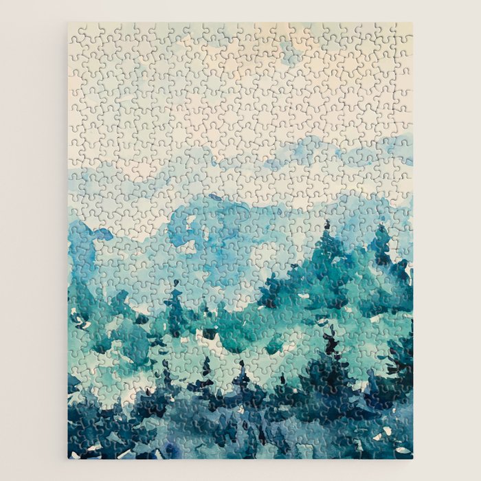 Watercolor Pine Trees 2 Jigsaw Puzzle Gallery Image 1