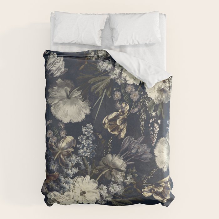 Antique Blue Moonlight Midnight Baroque Flower Garden Duvet Cover Gallery Image 1